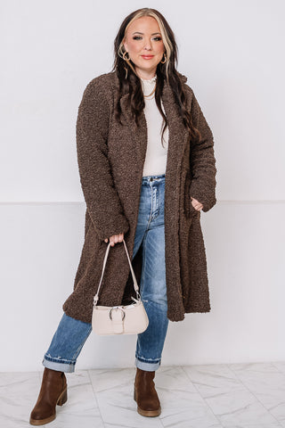 A Cozy Dream Faux Fur Long Coat | Chocolate