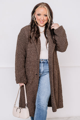 A Cozy Dream Faux Fur Long Coat | Chocolate