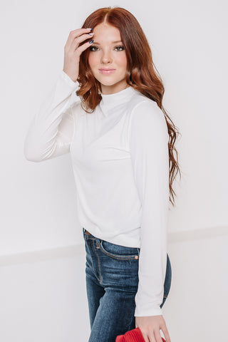 Do Me A Solid Mock Neck Top | Ivory