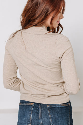 Do Me A Solid Mock Neck Top | Oatmeal