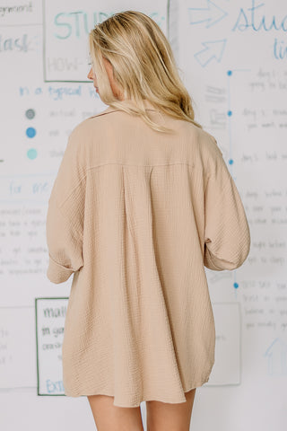 Down To Details Button Down Top | Taupe