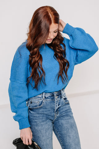 Drawn In Basic Solid Sweater | Blue