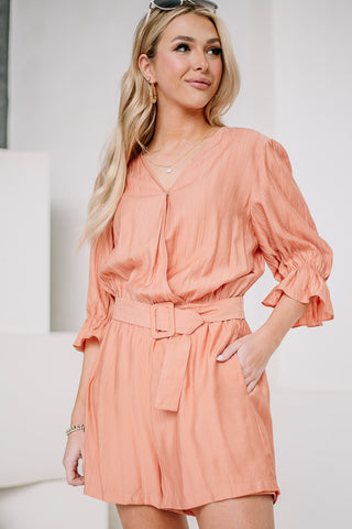 Dream On Belted Romper | Salmon
