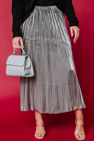 Embracing Elegance Metallic Midi Skirt