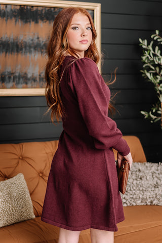 Enter The Room Puff Sleeve Mini Dress | Burgundy