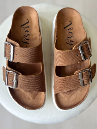 Jazmin Platform Double Strap Sandals {Tan}