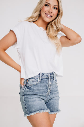 Feeling Divided Cropped Top | White