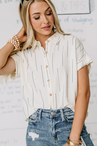 Follow The Stripes Button Up Top