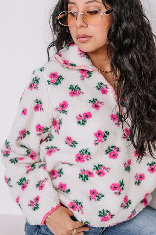 Garden Tea Floral Fleece Pullover