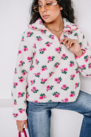 Garden Tea Floral Fleece Pullover