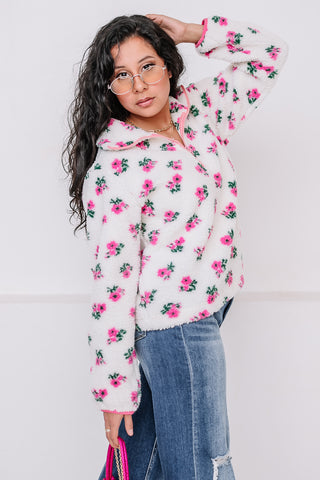 Garden Tea Floral Fleece Pullover