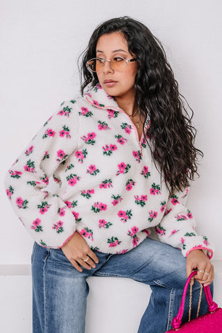 Garden Tea Floral Fleece Pullover