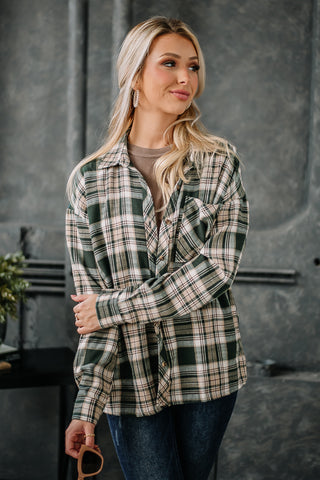 Get With It Flannel Top | Green