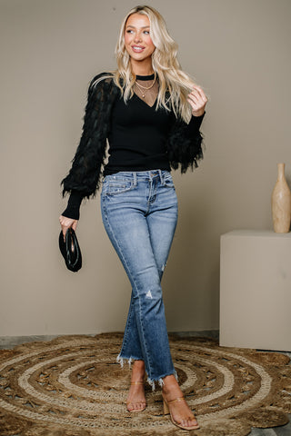 Glamorous Evening Peacock Sleeve Top