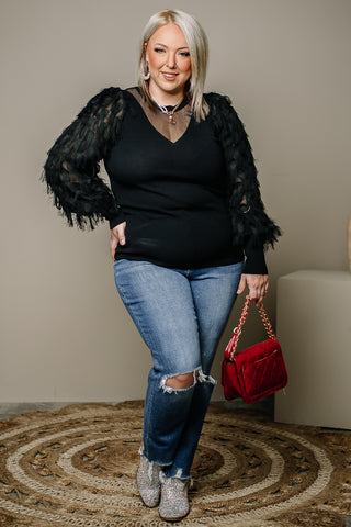 Glamorous Evening Peacock Sleeve Top