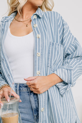 Hard To Handle Striped Button Down Top