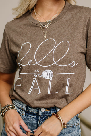 Hello Fall Graphic Tee | Brown