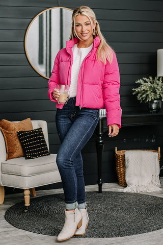 Here For The Day Puffer Coat | Pink