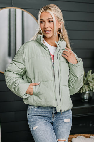 Here For The Day Puffer Coat | Seafoam