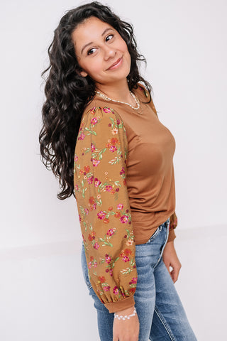 Here To Stay Floral Sleeve Top