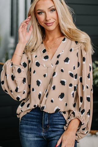 Here To Stay Printed Top | Beige
