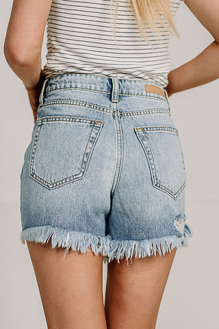 High Rise Uneven Hem Shorts