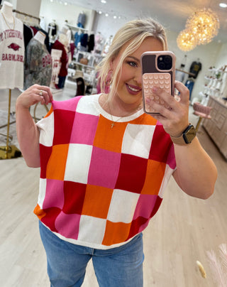 Color Block Cap Sleeve Top | Fuchsia