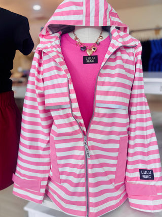 Lulu Mac Raincoat Pink/White