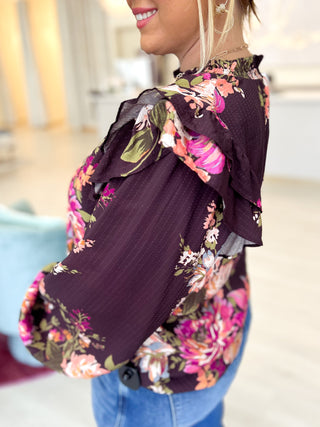 Finally Found You Floral Top (Brown)