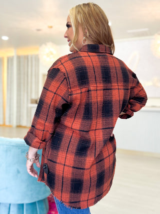 Orange You Plaid Button Up Top