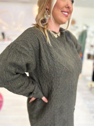 Cute & Cozy Cable Knit Sweater Dress