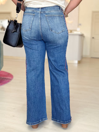 Side Piping Straight Leg Jeans