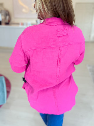 Layered Up Gauze Top {Hot Pink}