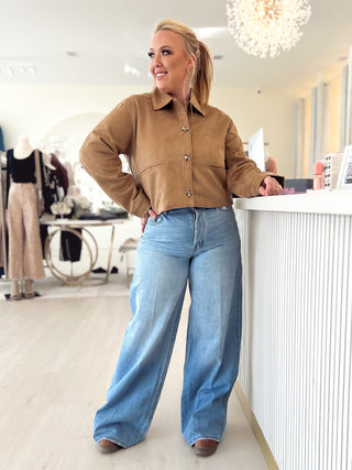 I Can't Be Suede Cropped Jacket