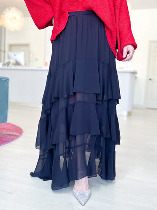 Layers Of Luxe Tiered Skirt {Black}