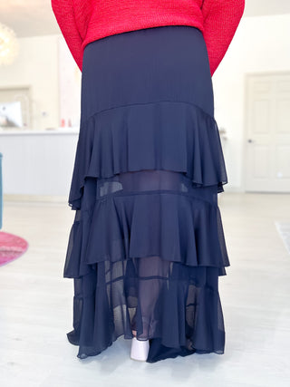 Layers Of Luxe Tiered Skirt {Black}