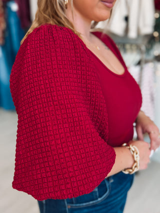 Jacquard Bubble Sleeve Bodysuit