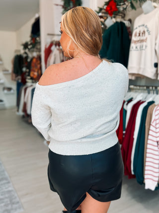One Shoulder Sequin Detail Sweater