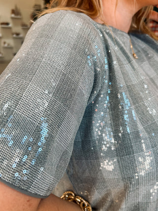 Stunning In Sequins Plaid Top