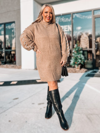 In A Stitch Sweater Dress {Taupe}