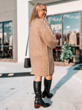 In A Stitch Sweater Dress {Taupe}