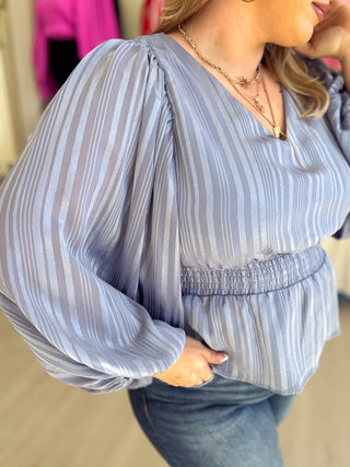 Jacquard Striped Smocked Top