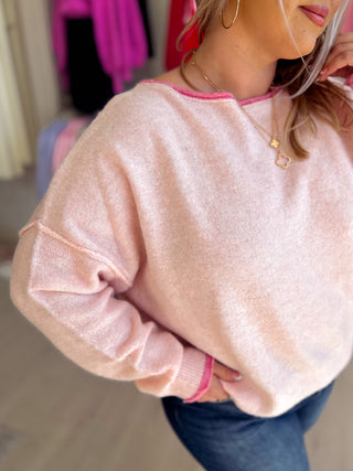 Relaxed Drop Shoulder Fuzzy Knit Pullover