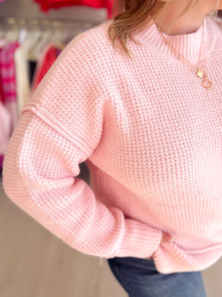 Brushed Waffle Sweater {Peony Pink}