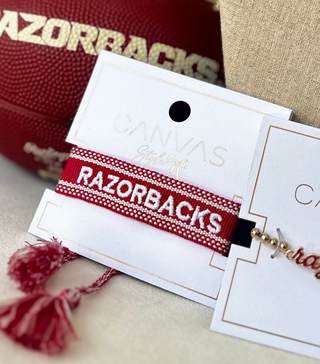 Arkansas Razorbacks Woven Tassel Bracelet in Red