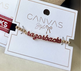 Arkansas Razorbacks Enamel Script Stretch Bracelet