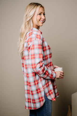 I'm The Gift Flannel Top | Red Mix
