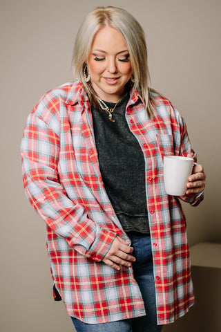 I'm The Gift Flannel Top | Red Mix