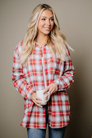I'm The Gift Flannel Top | Red Mix