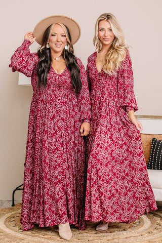 It Comes Down To This Floral Maxi Dress | Maroon